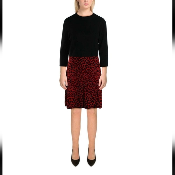 Dresses & Skirts - NWT - Nanette Lepore Leopard Print Red and Black Dress M